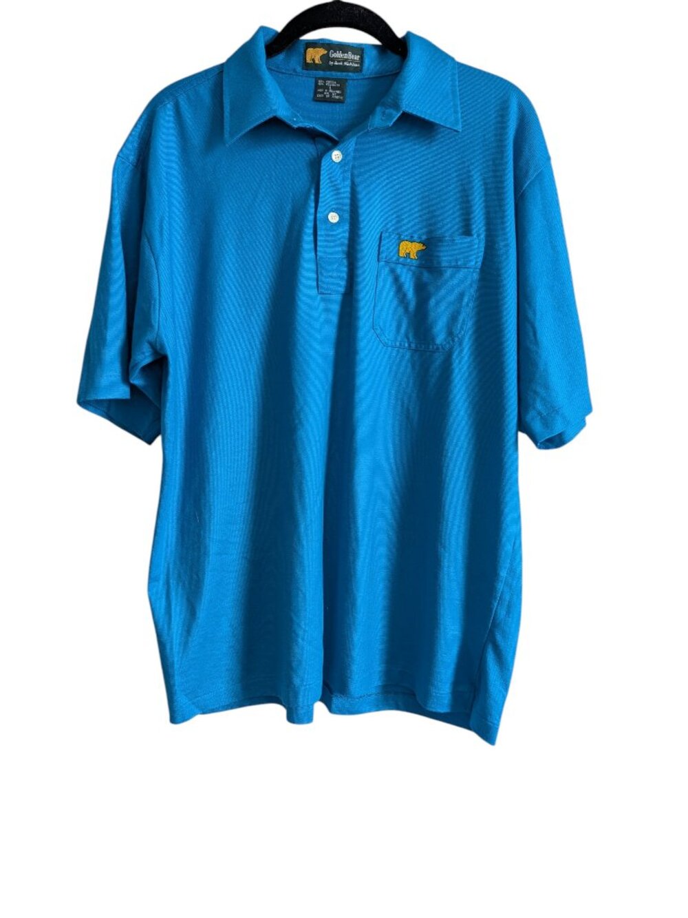 Vintage Jack Nicklaus Men's Golden Bear Golf Polo Shirt Size Large Blue *FLAW*